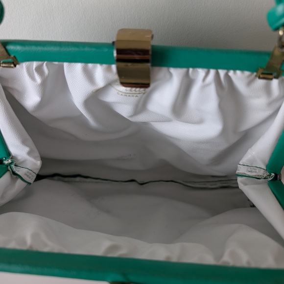 80s Sea-foam Green Handbag Shoulder Crossbody Vintage Clutch Mini Bags Wallet - Picture 4 of 9